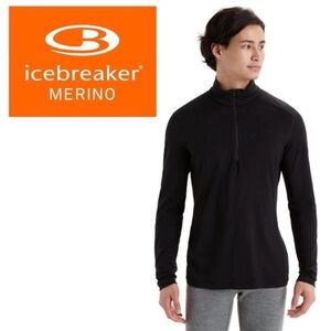 Icebreaker Merino 260 Long Sleeve Half Zip Thermal Top Black Wool Medium Outdoor
